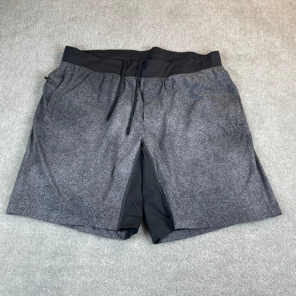 Lululemon THE Short Mens 2XL Lined Pineweave Alpine White Black 9 Inch Inseam